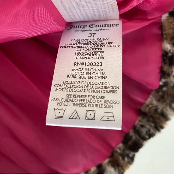 NWT Juicy Couture Fuzzy Faux Fur Animal Print Coat Size 3T - Picture 9 of 9